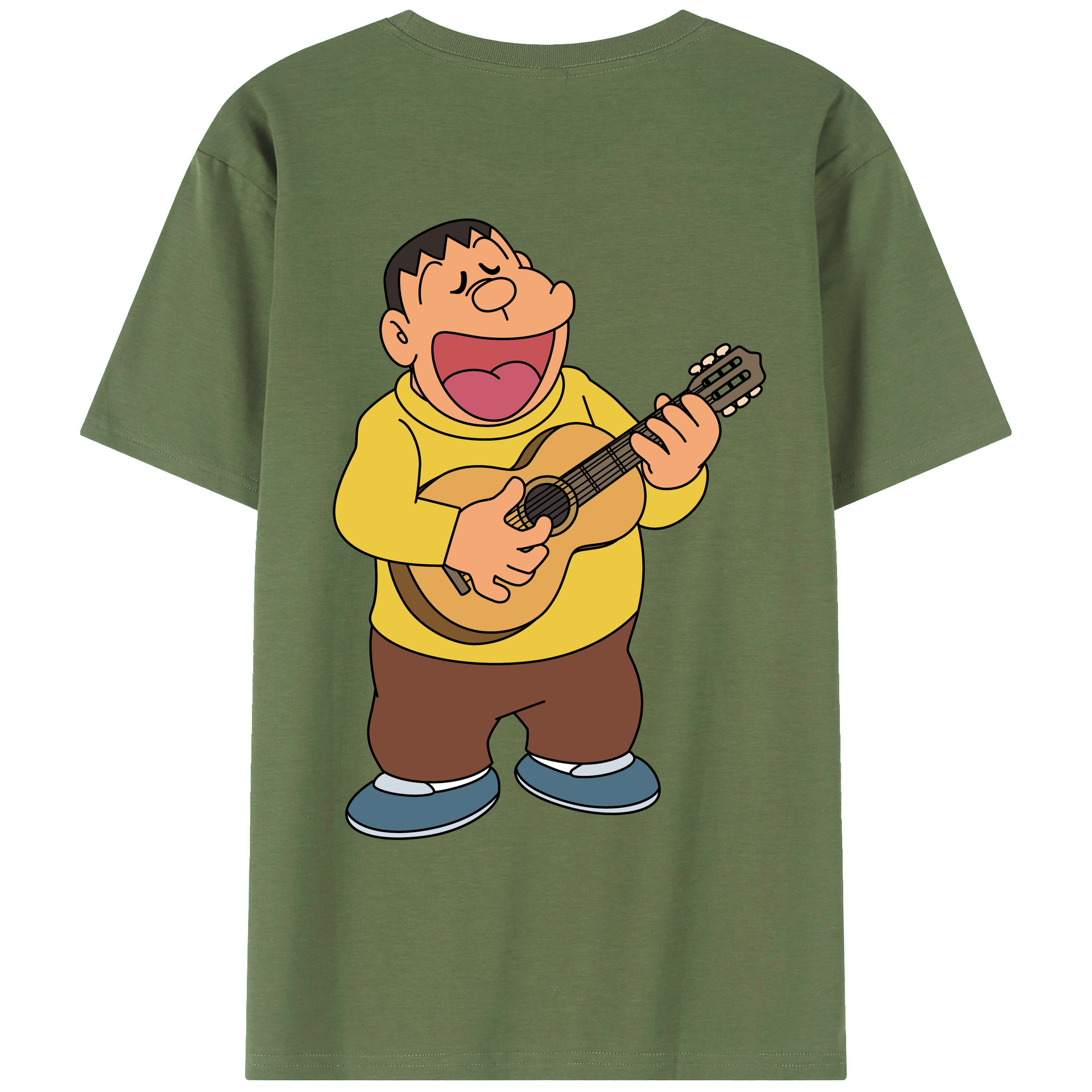 （画像用） ドラえもん 剛田武 Doraemon Gouta Takeshi 綿100％ メンズ半袖Tシャツ（バックプリント） 通気性